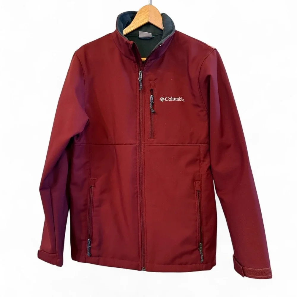 Mns‎ Columbia Rust Color Soft Shell Fleece Lined Full Zip Jacket S Gorpcore Fall